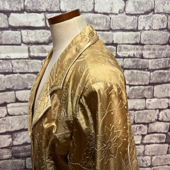 Entice Gold & Ivory Long Sleeve Silk Jacket Size XL - Picture 5 of 9